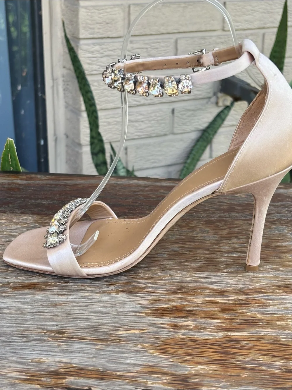 Tory Burch Penelope 100mm Crystal Embellished Ankle Strap Stiletto Sandals Champ